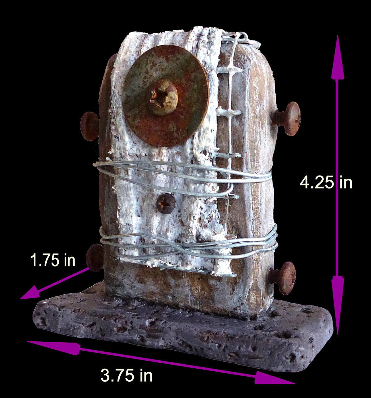 Dimensions in inches of the Wabi-Sabi sculpture titled To Touch by Robert Schott.