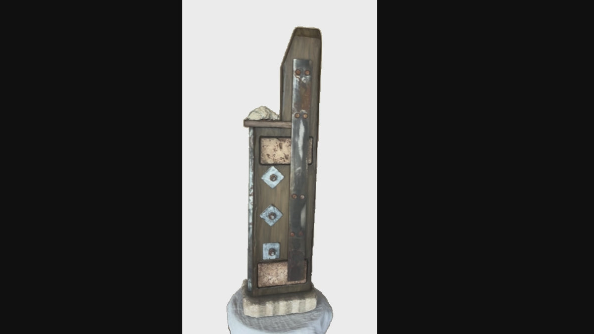 Video of rustic sculpture, Steel, inspired by the Wabi-Sabi aesthetic by Robert Schott