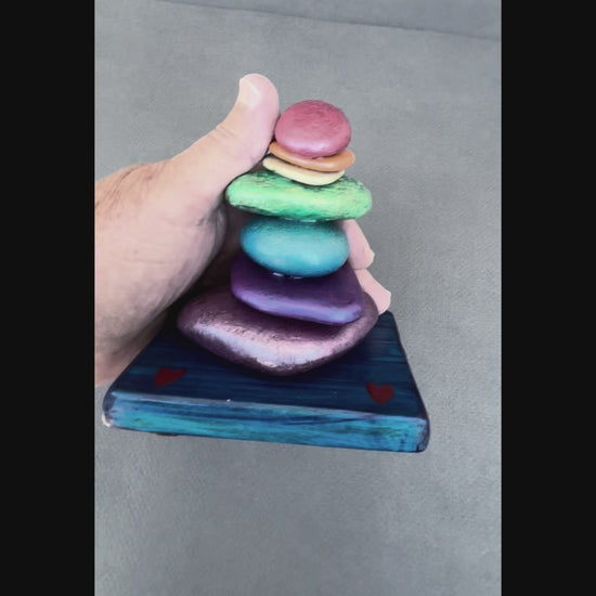Video of jeweled tone stacked stones