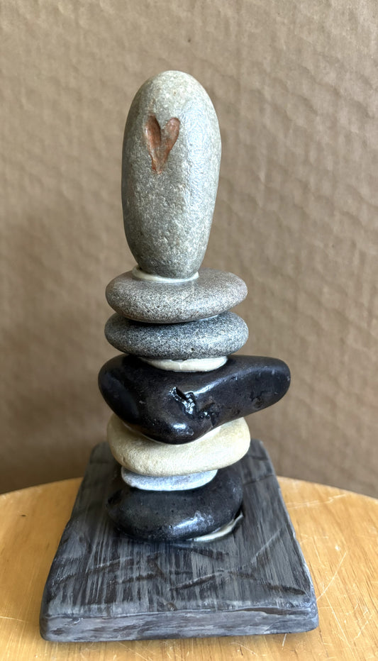 Small Wabi-Sabi stacked stone sculpture by Robert Schott