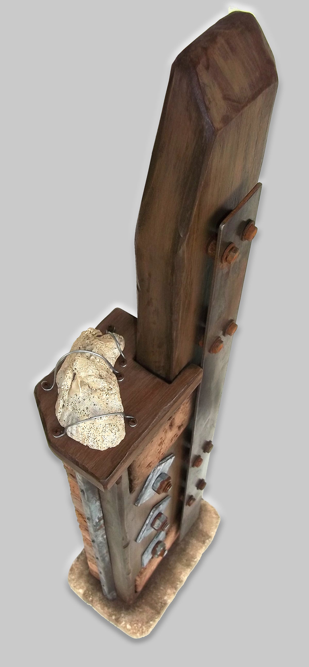 Top view of Steel, a rustic, found object sculpture by Robert Schott