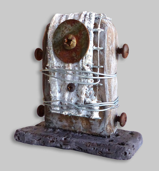 Rustic sculpture by Robert Schott, inspired by Wabi-Sabi the ancient Japanese aesthetic.
